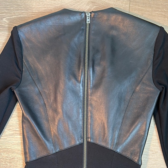 Helmut Lang Black Leather Combo Dress Long Sleeve Night Out - Picture 4 of 10